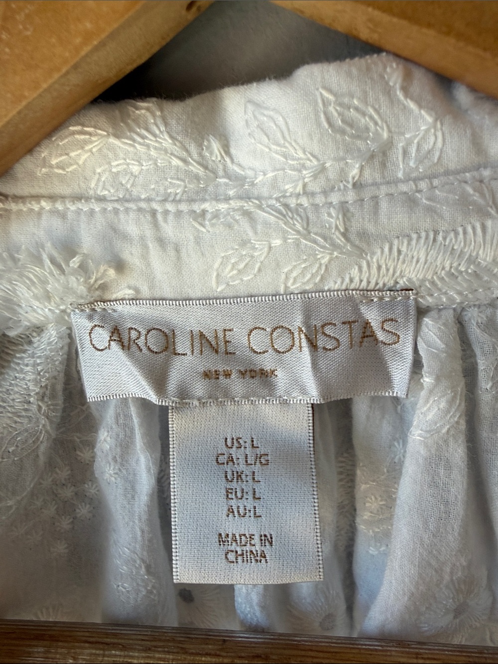 Caroline Constas White Embroidered Floral Blouse - Picture 3 of 6